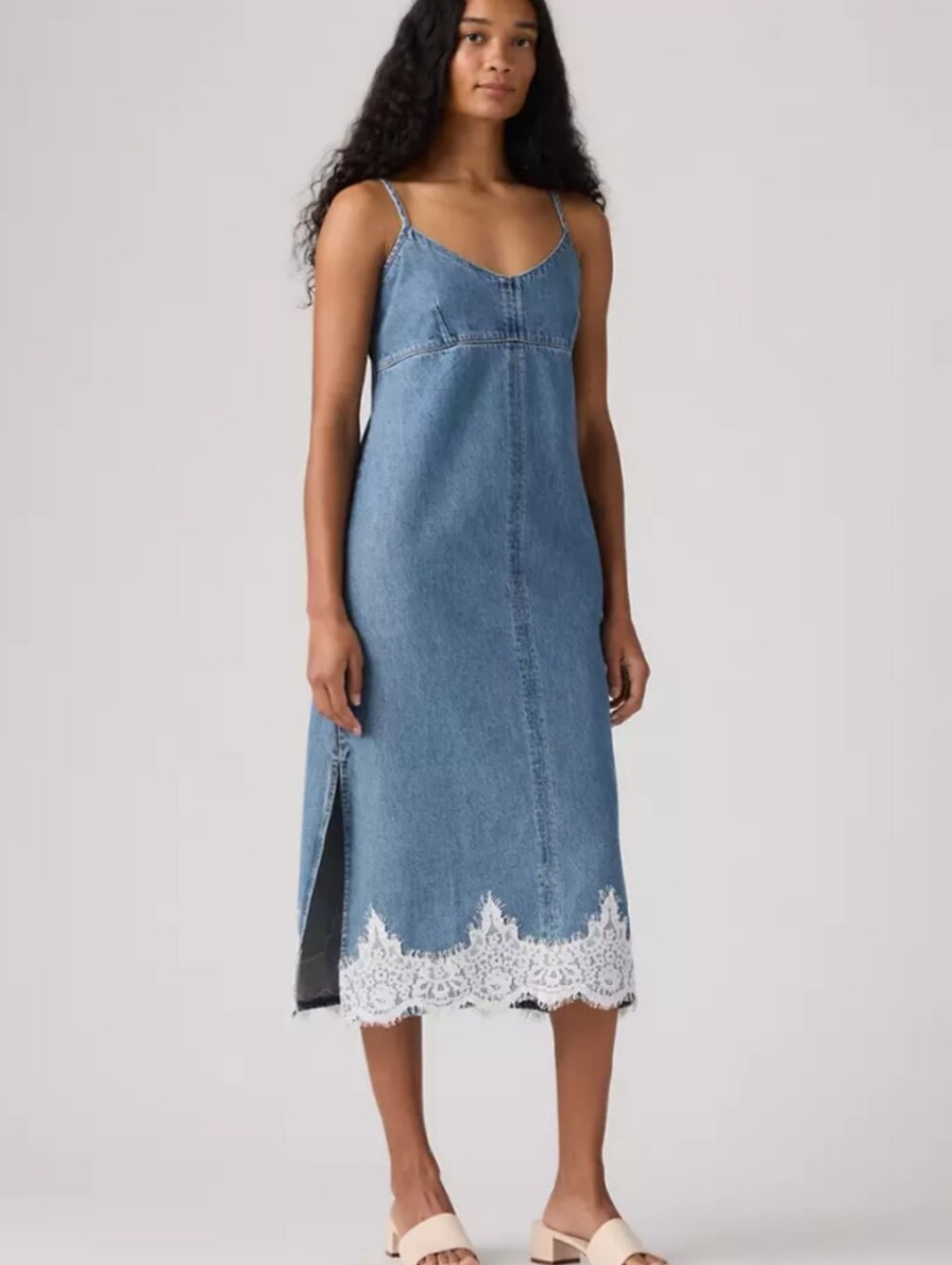 LEVI'S PREMIUM 90's Denim Slip Midi Boho Jean Dress NWT NEW XS